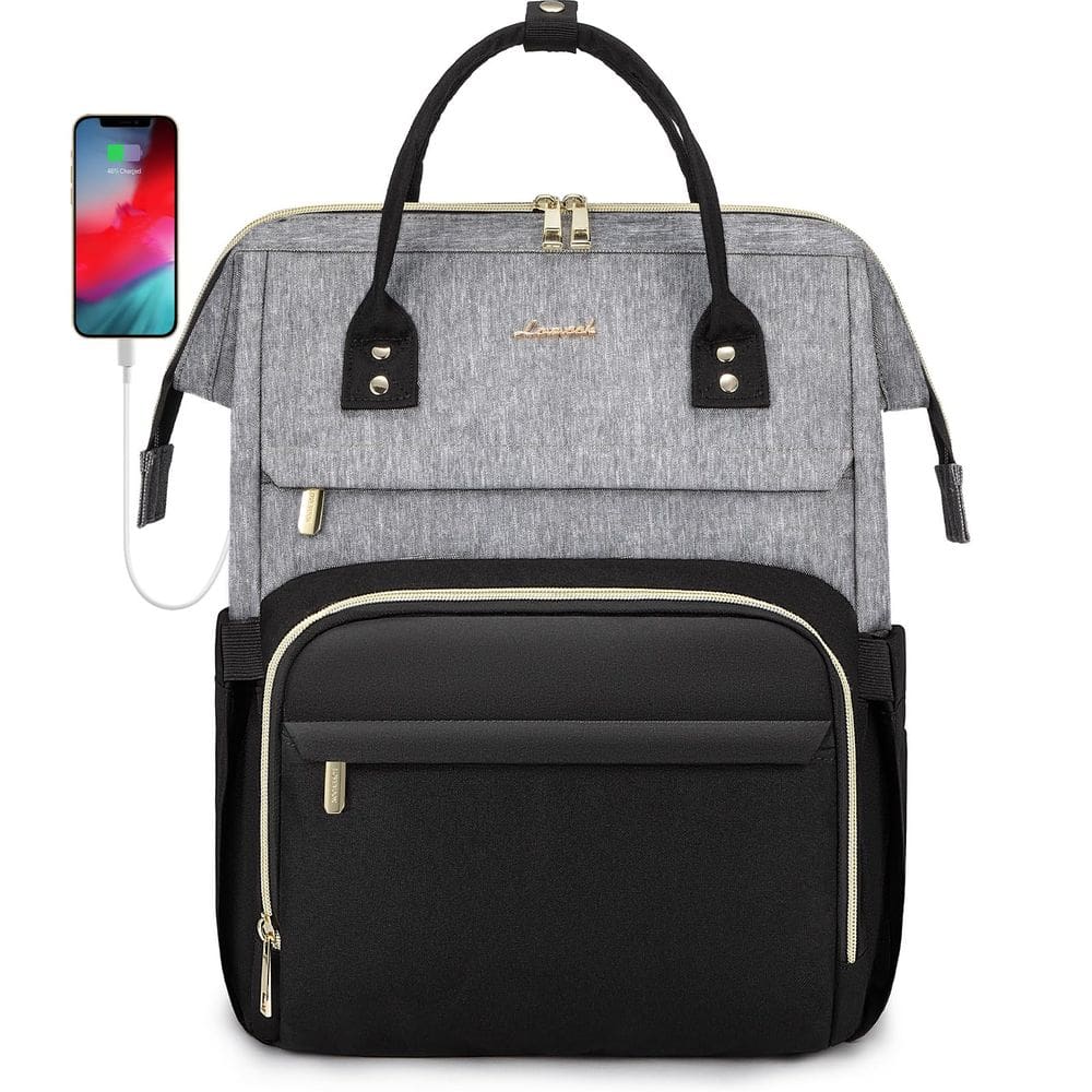 Mochila para laptop LOVEVOOK Fashion para mulheres 15,6” cinza preta
