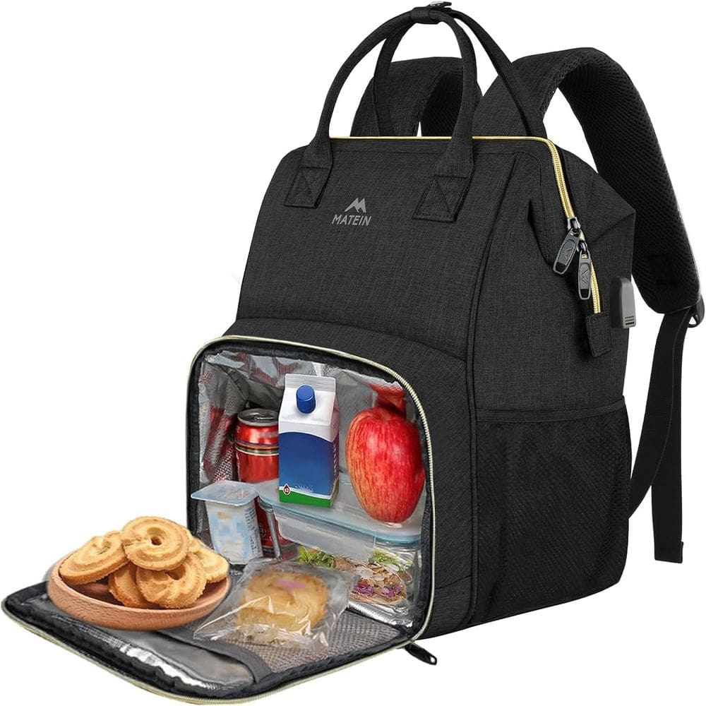 Mochila de almoço, refrigerador isolado MATEIN com porta USB, laptop de 15,6”