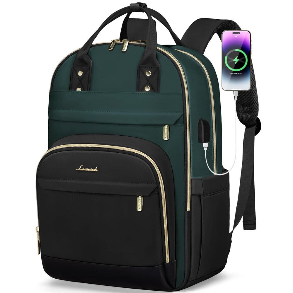 Mochila para laptop LOVEVOOK para mulheres de 15,6 polegadas verde escuro