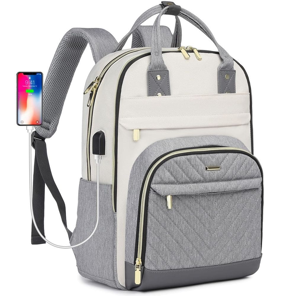 Mochila para laptop BAGSWAN Women Travel 15,6" USB Charger Beige