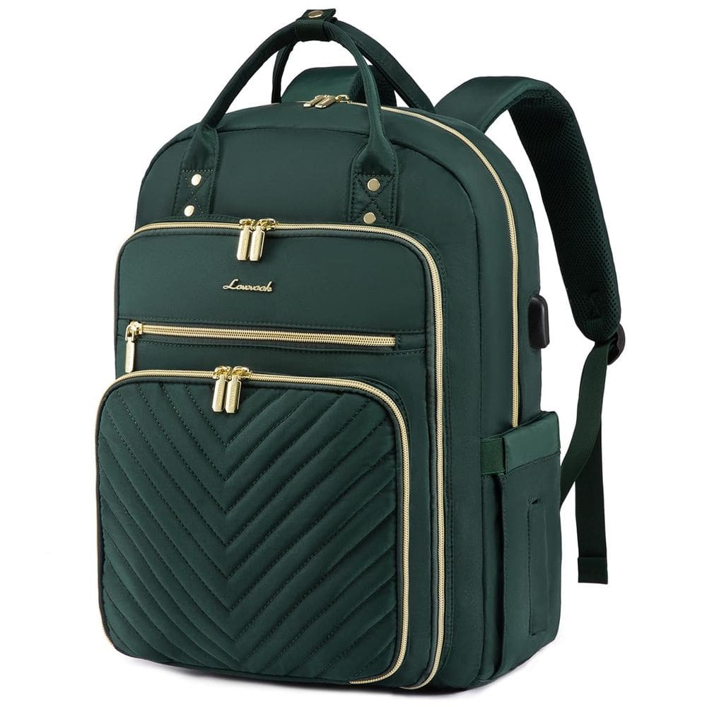 Mochila para laptop LOVEVOOK 15,6” impermeável para mulheres verde escuro