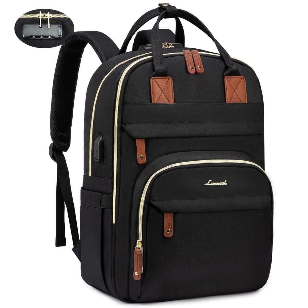 Mochila para laptop LOVEVOOK para mulheres/homens de 15,6 polegadas preta
