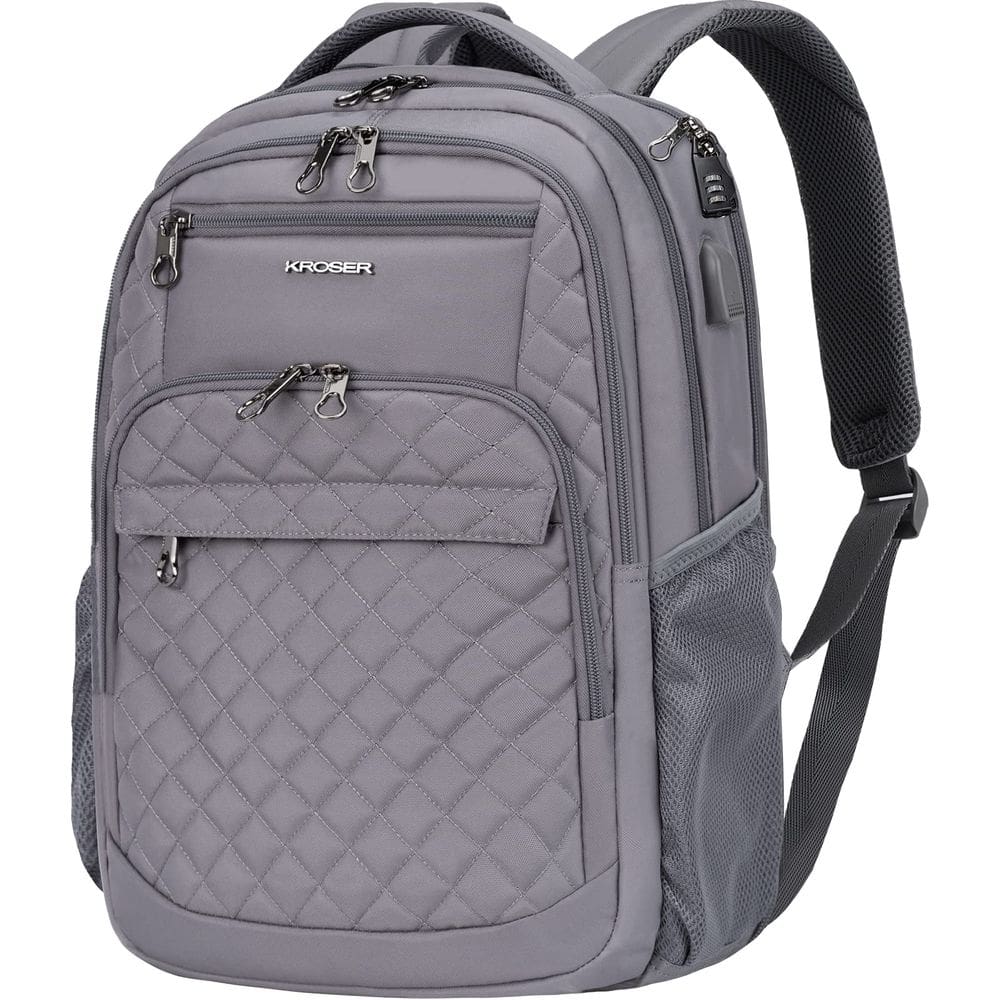 Mochila de viagem para laptop KROSER, repelente de água de 17 polegadas, cinza escuro