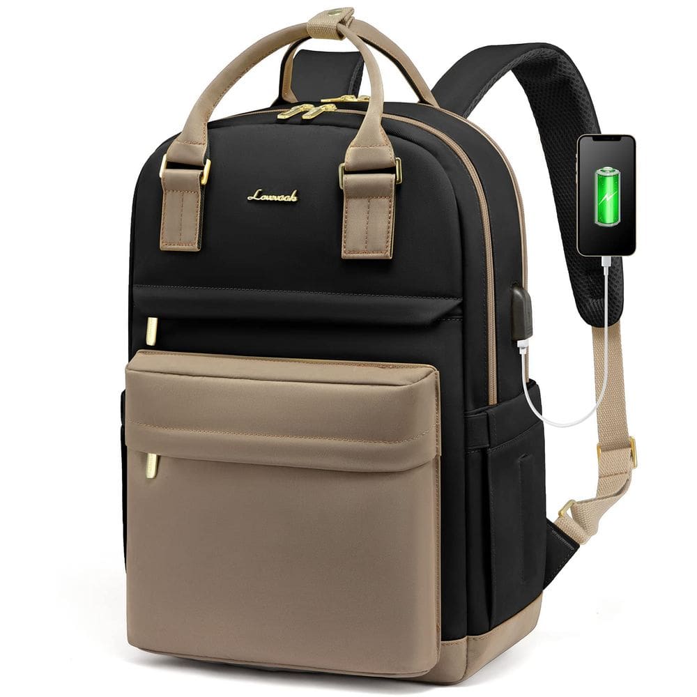 Mochila para laptop LOVEVOOK à prova d`água com porta USB de 15,6” para homens/mulheres