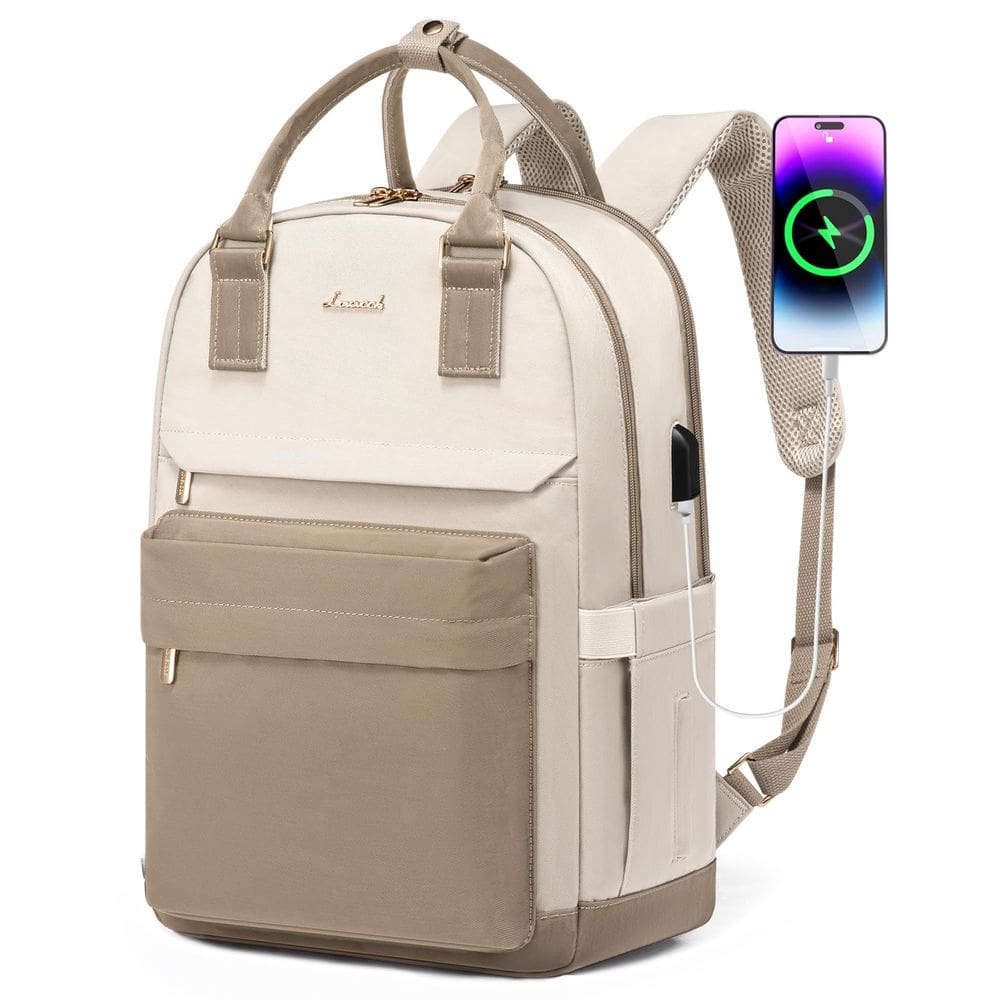Mochila para laptop LOVEVOOK para mulheres de 15,6” com porta USB à prova d`água