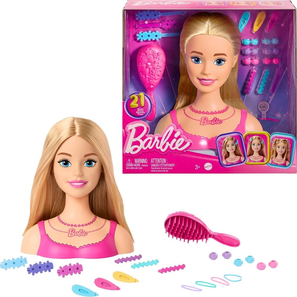Boneca Barbie Styling Head com 20 acessórios coloridos