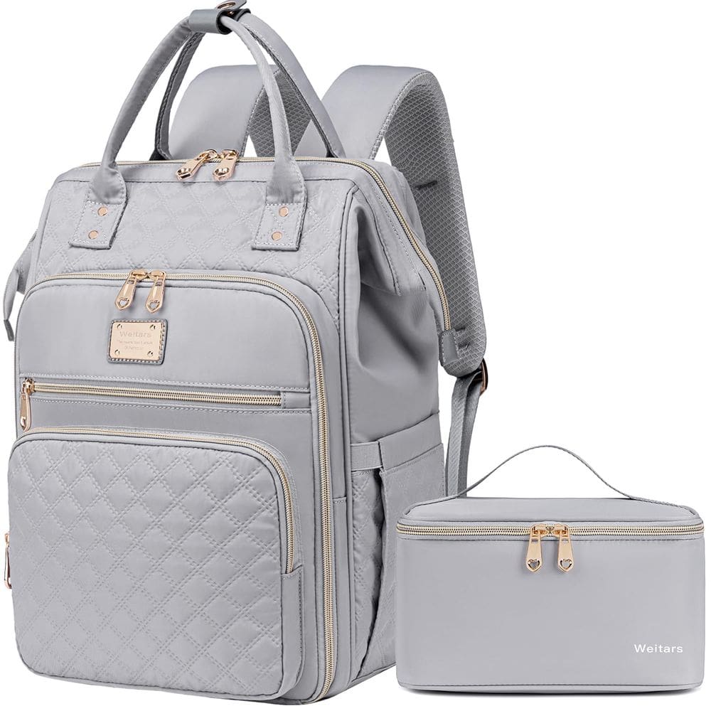 Mochila de almoço Weitars para mulheres com laptop de 15,6” cinza