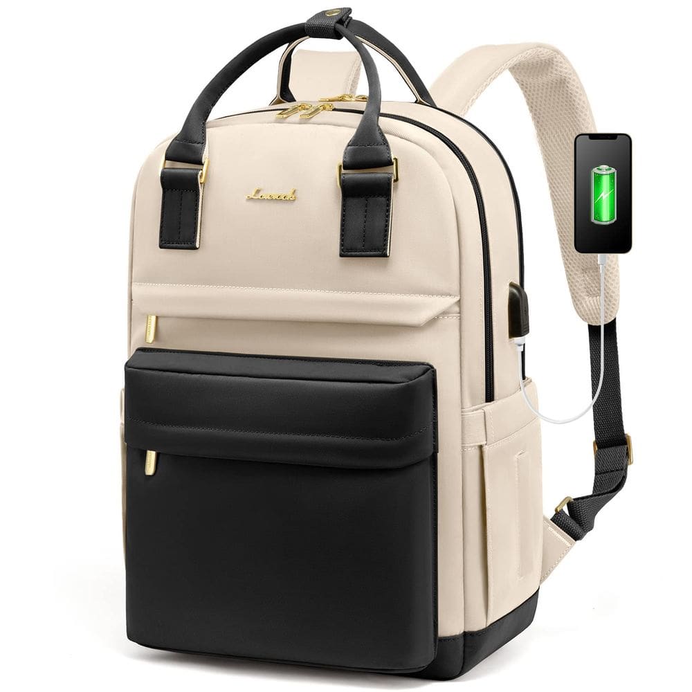 Mochila para laptop LOVEVOOK à prova d`água com porta USB de 15,6” para homens/mulheres