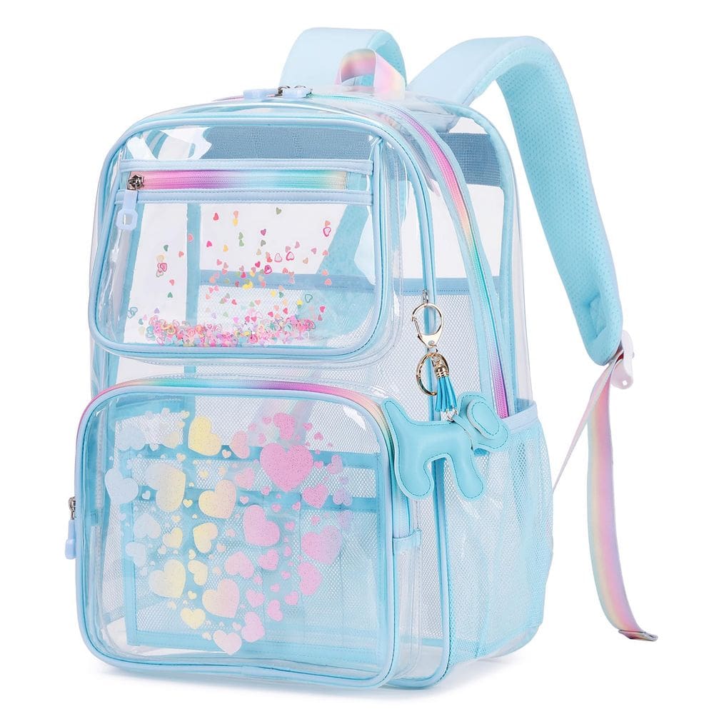 Mochila transparente MOONBABY Lovely para meninas em idade escolar azul