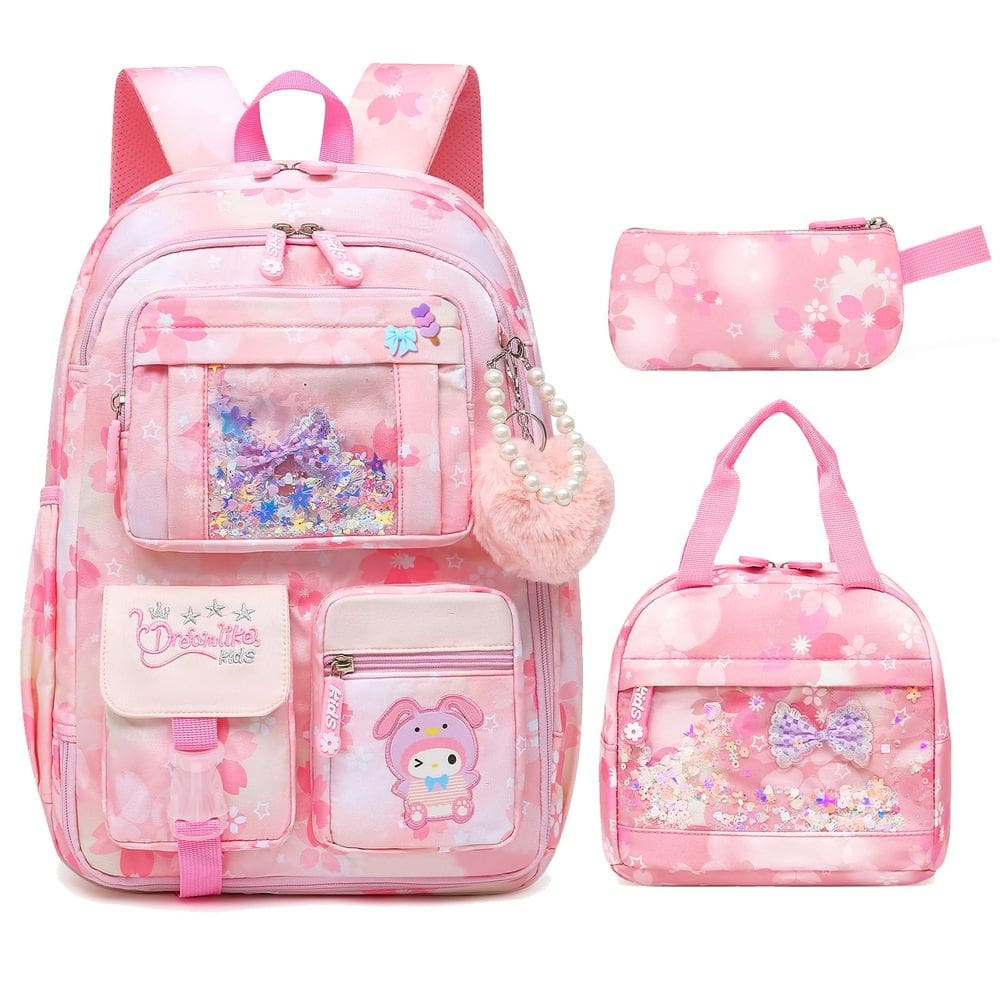 Mochila escolar Alrisg Lovely Girls 17 polegadas rosa