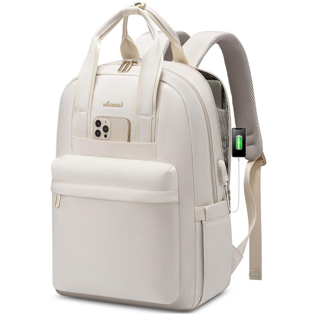Mochila para laptop LOVEVOOK para mulheres de 15,6” com porta USB à prova d`água