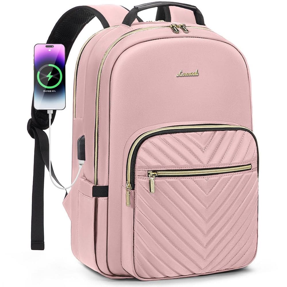 Mochila para laptop LOVEVOOK para mulheres 15,6” impermeável rosa