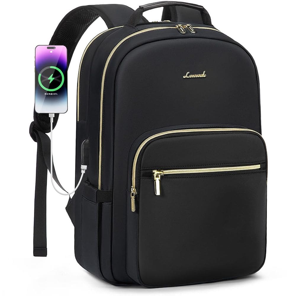 Mochila para laptop LOVEVOOK para mulheres 15,6” impermeável preta