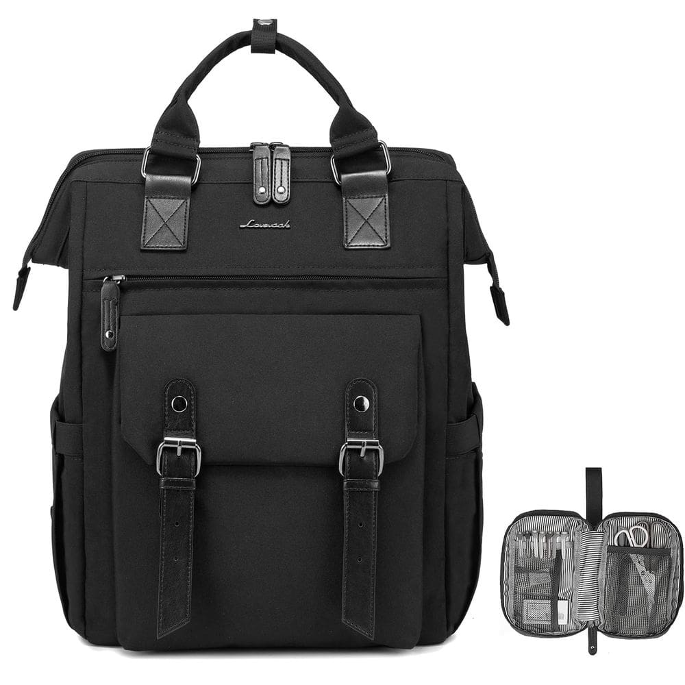 Mochila para laptop LOVEVOOK para mulheres de 15,6” com porta USB preta