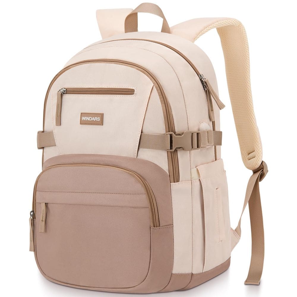 Mochila WINDARS para meninas e mulheres em idade escolar com laptop de 15,6" cáqui
