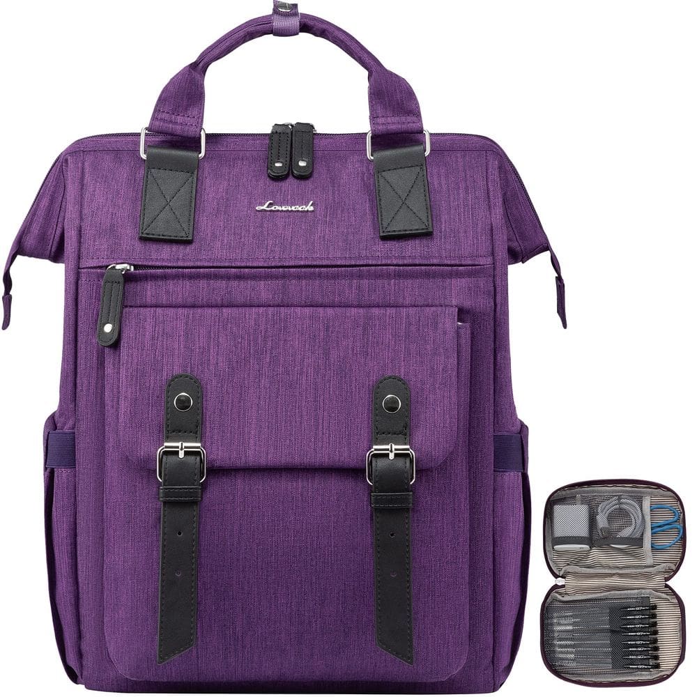 Mochila para laptop LOVEVOOK 15,6” para mulheres com porta USB roxa