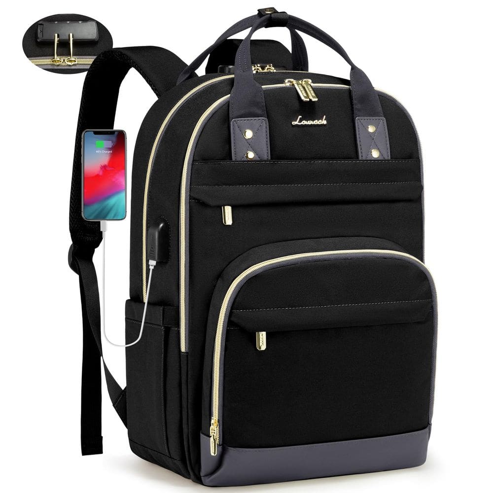 Mochila para laptop LOVEVOOK para mulheres/homens de 15,6 polegadas preto-cinza