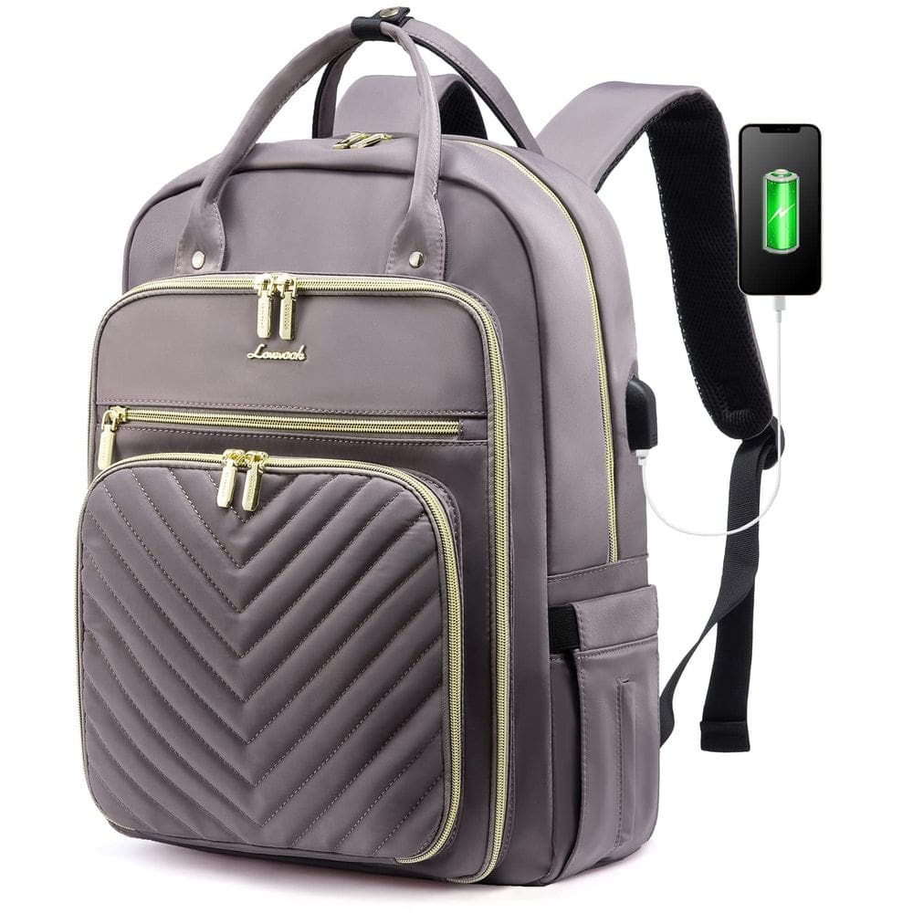 Mochila feminina LOVEVOOK, 15,6", laptop, trabalho, viagem, cinza, roxa