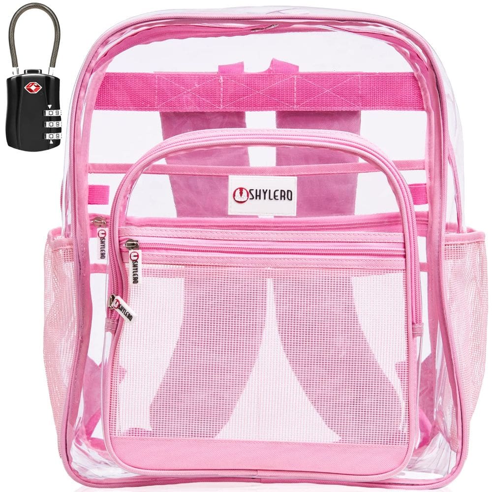 Mochila SHYLERO Pink Clear Extra Large 32L com fechadura TSA