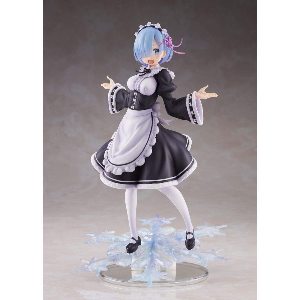 Boneca de PVC Taito Re: Zero Winter Maid Rem de 20 cm com suporte de base