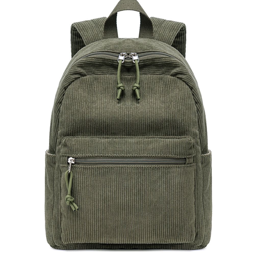 Mini mochila BTOOP Corduroy para mulheres e meninas Olive Casual Travel