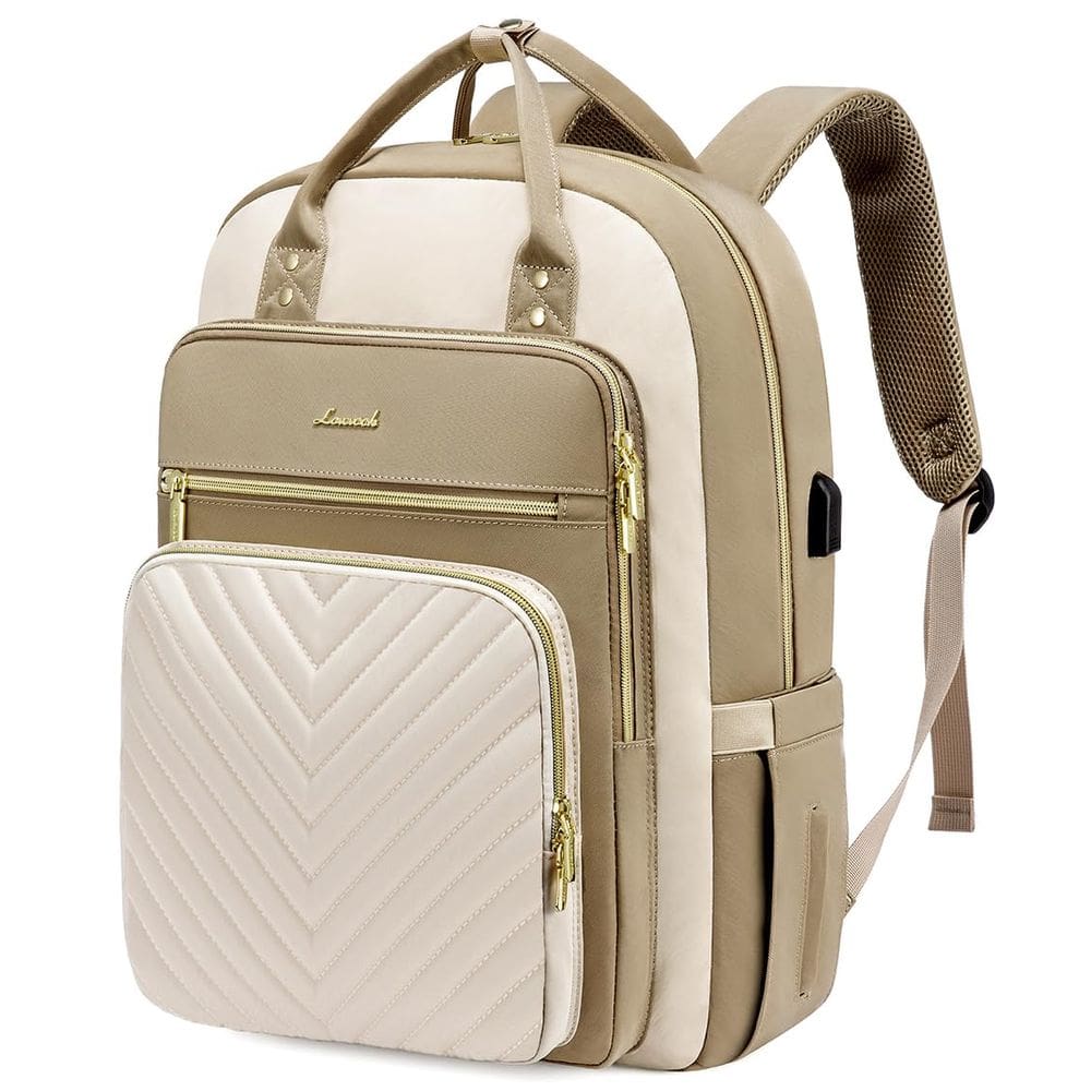 Mochila para laptop LOVEVOOK 15,6” impermeável para mulheres cáqui