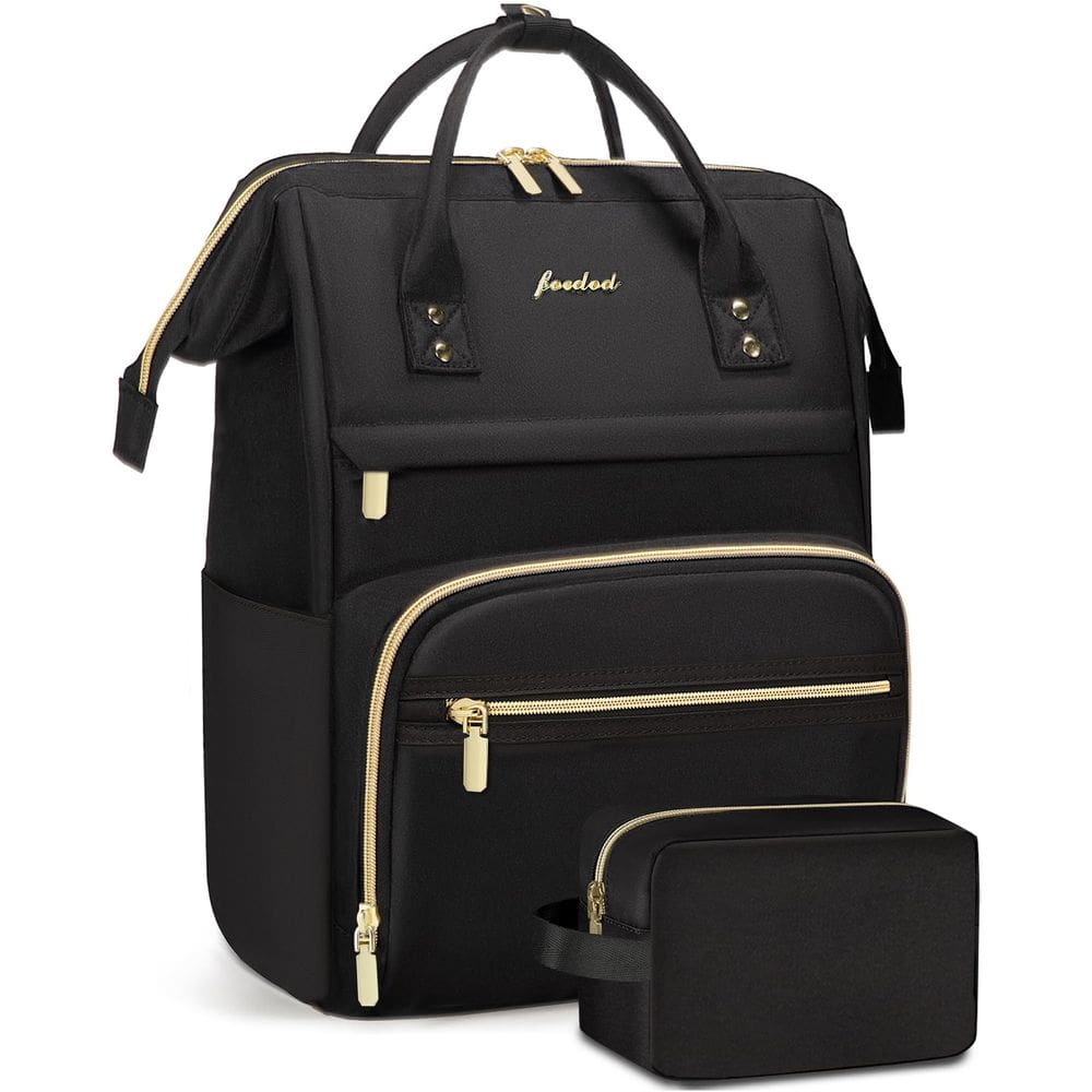 Mochila Focdod para mulheres com bolso para laptop de 15,6” preta