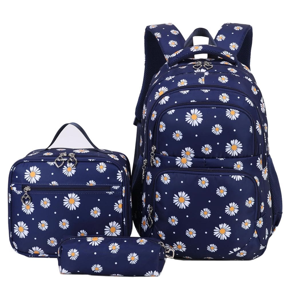 Mochila Goldwheat Daisy Printed com lancheira e estojo para lápis