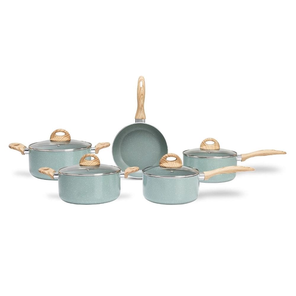Jogo de Panelas Brinox Antiaderente Ceramic Life 5 Peças Botanika com Indução Verde