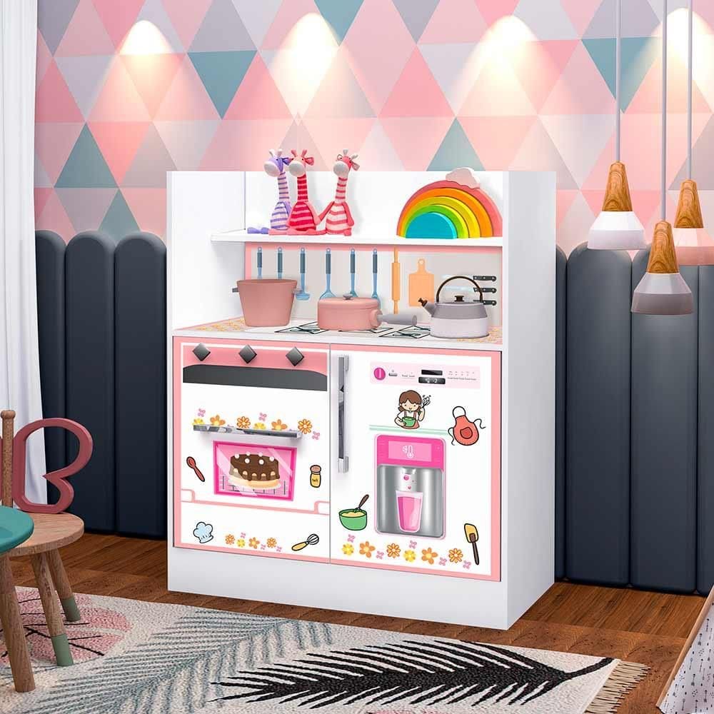 Cozinha Infantil MDF Rosa Bebê Magia Gabrielli Móveis
