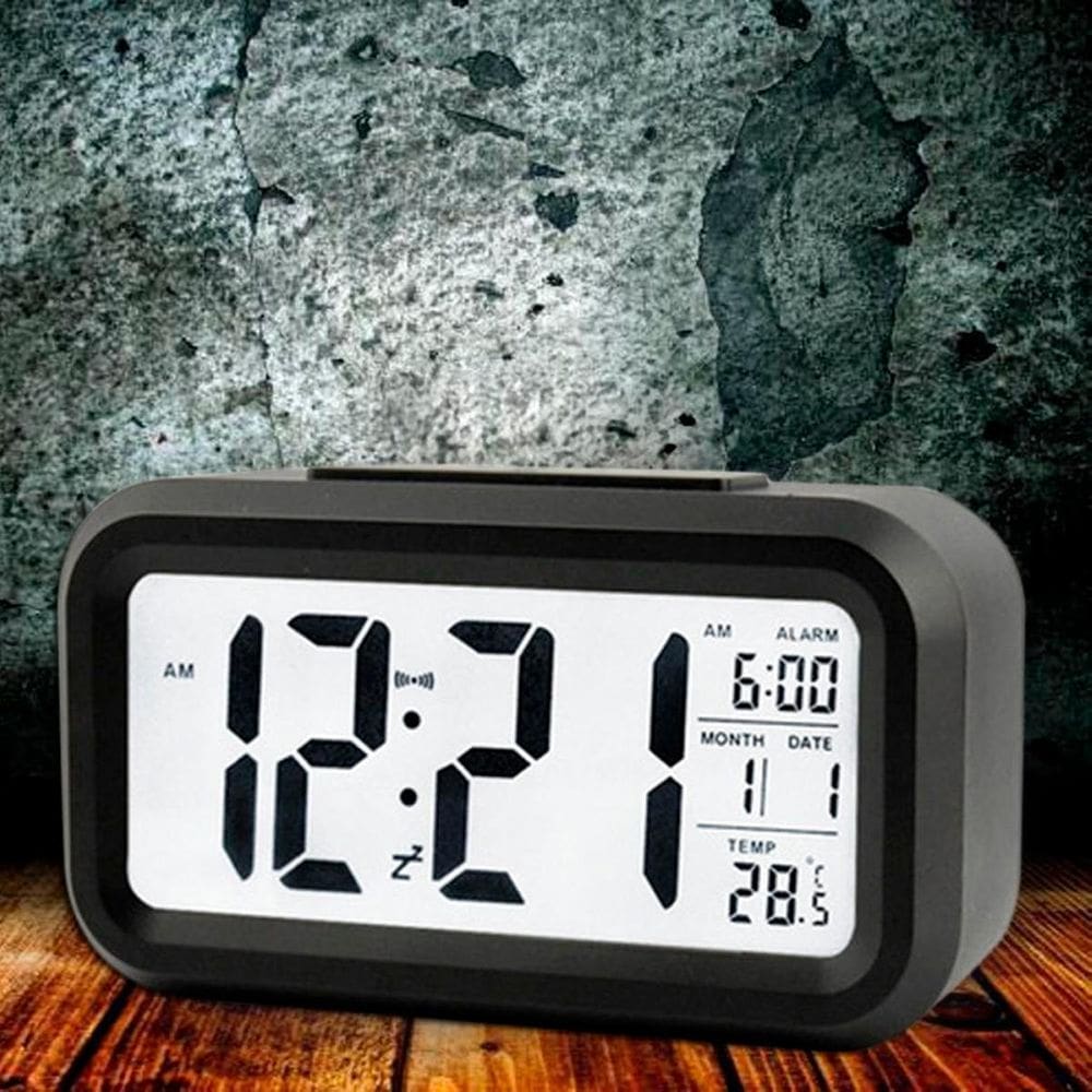 Relógio Despertador Digital Pequeno Para Quarto Luz E Data