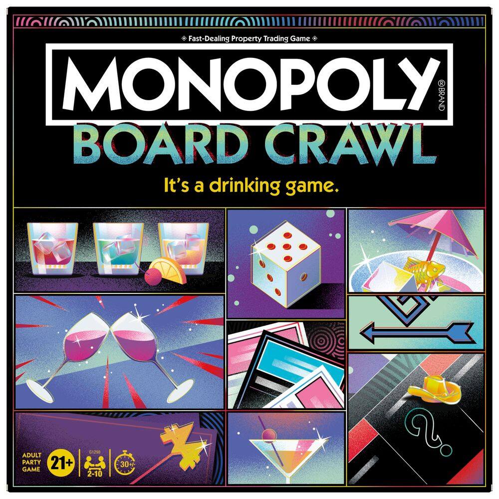 Jogo de tabuleiro Monopoly Board Crawl Drinking Game 21+ 2-10 jogadores