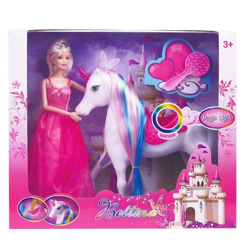 Conjunto de brinquedos BETTINA Magical Lights Unicom e Princess Doll