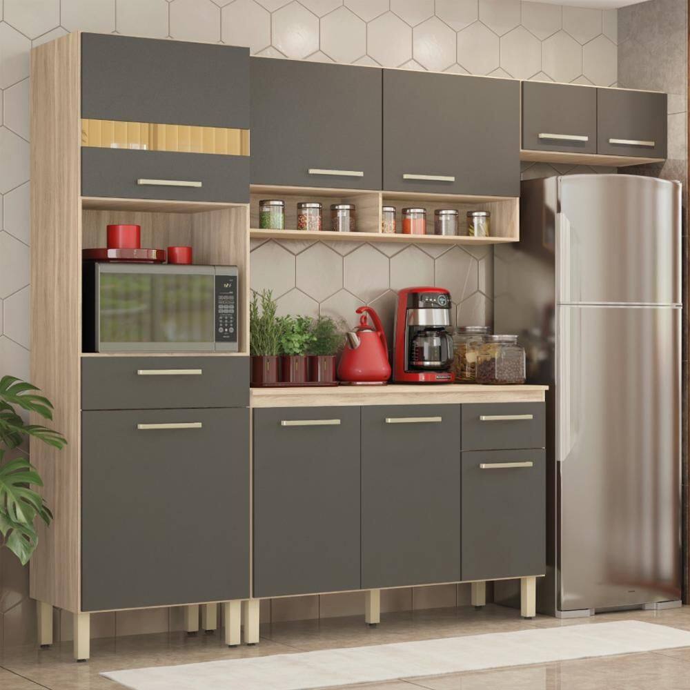 Armário de Cozinha Compacta 3 Peças com Balcão Dama