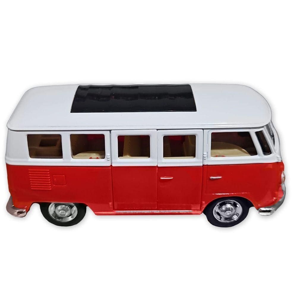 Carro Miniatura Metal Fricção Carrinho Action C/ Som E Luz Perua Kombi
