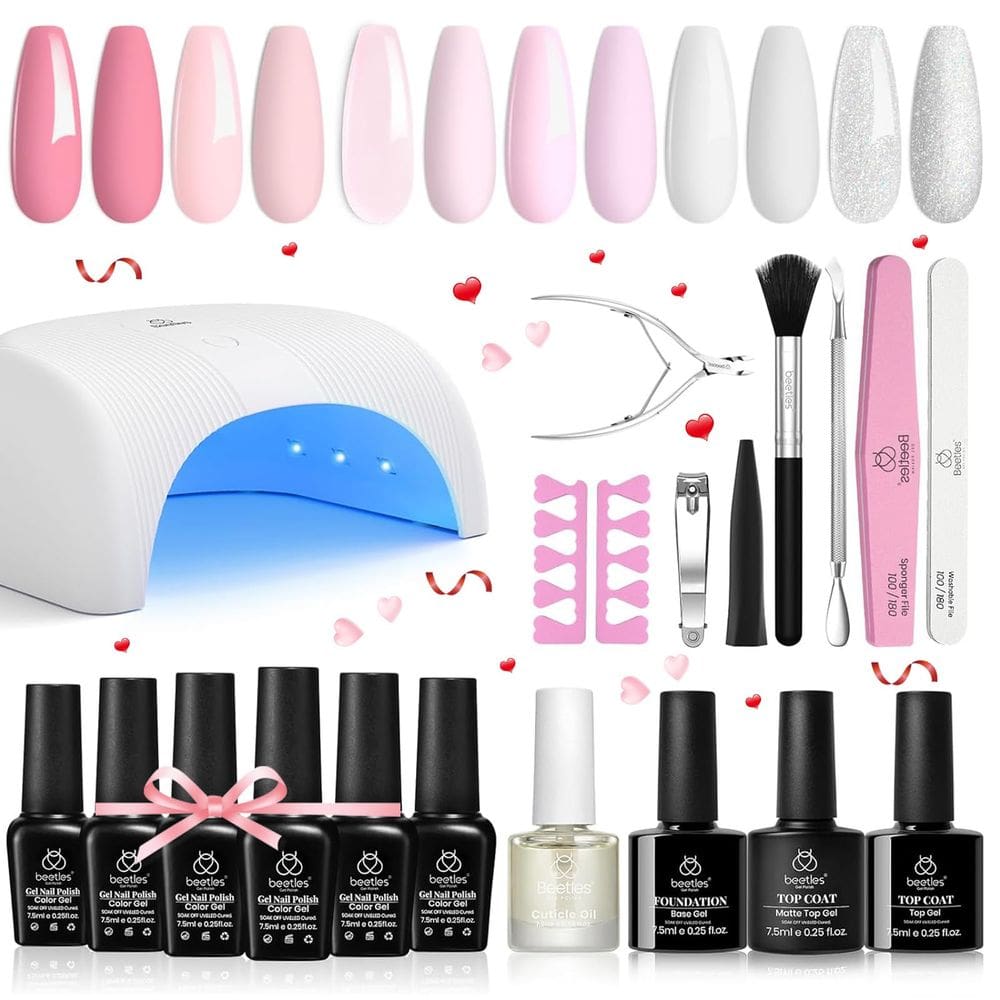 Kit de esmaltes de gel para unhas besouros com luz UV de 6 cores para mulheres