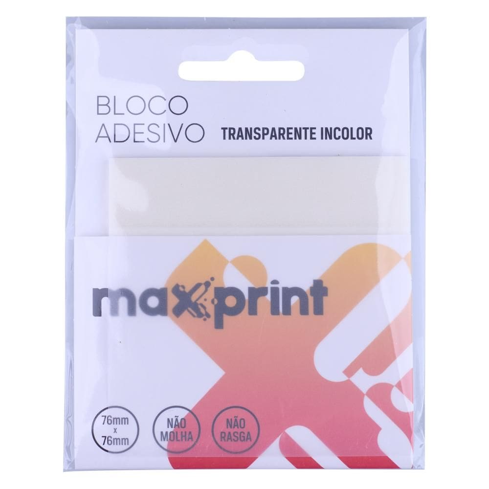 Bloco Adesivo Transparente 76x76mm Maxprint 74000137