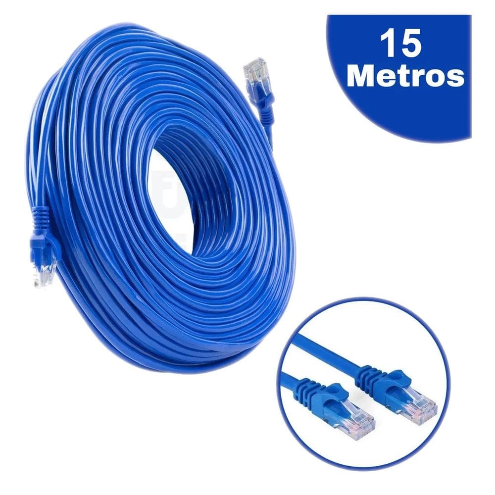 Cabo de Rede Internet 15 metros contínuos LE-305 já Montado com conector RJ45 Plug & Play