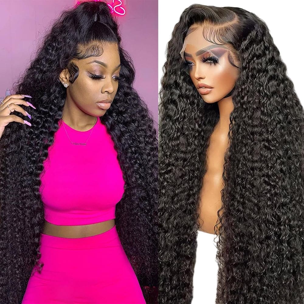 Perucas JTMMP Deep Wave Lace Front 26 polegadas 200% de densidade H. Hair