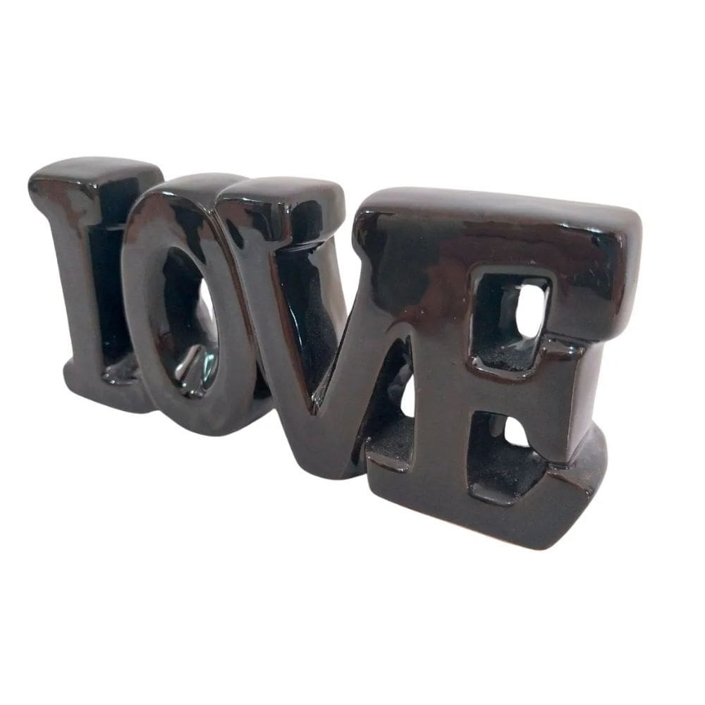 Palavra Decorativa De Ceramica Love  Preta Lyor R.4536