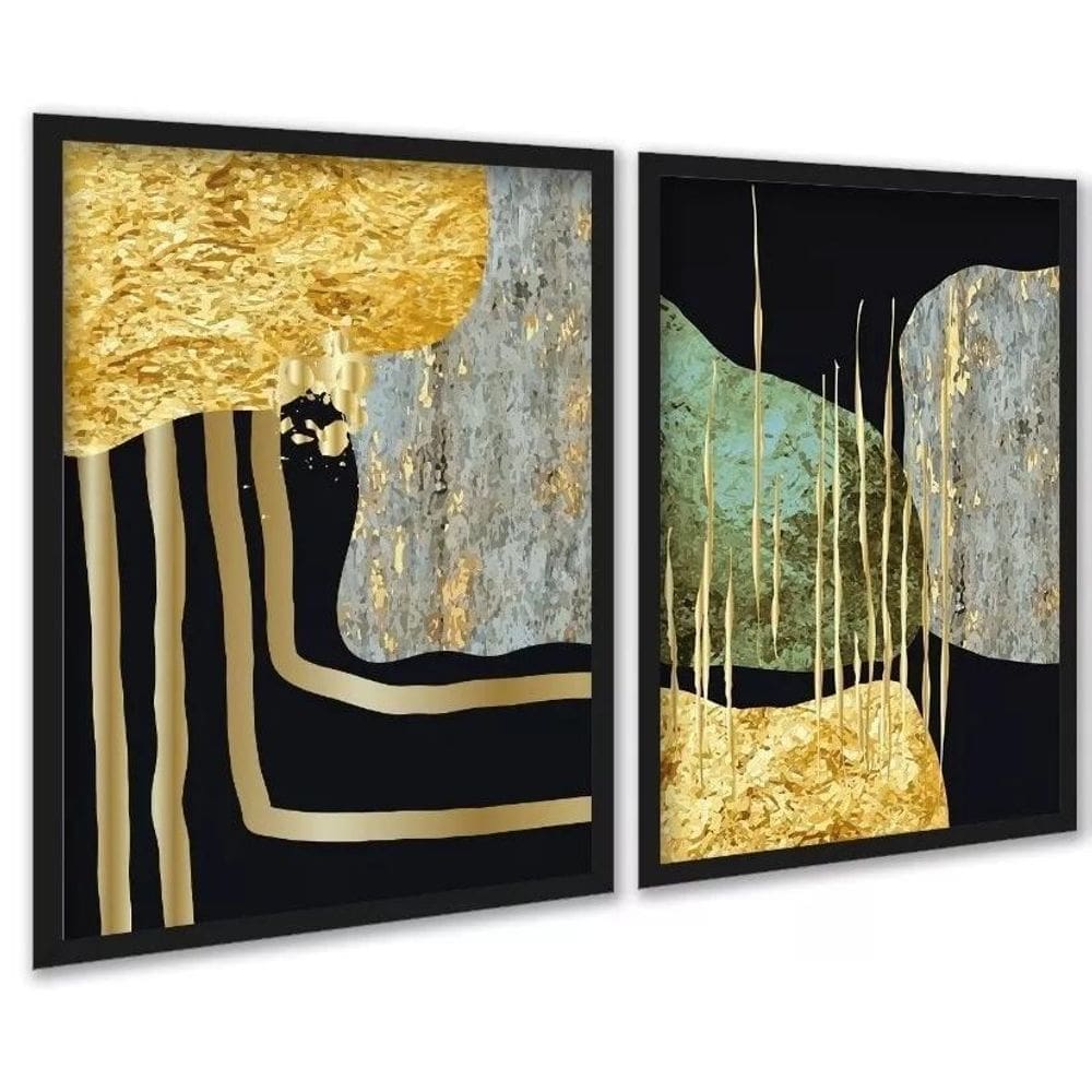 Kit 2 Quadros Modernos Abstratos Contemporâneos 33X24Cm