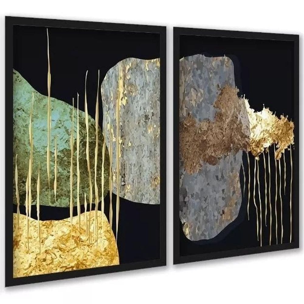 Kit 2 Quadros Decorativos Abstratos Contemporâneos 45X34Cm