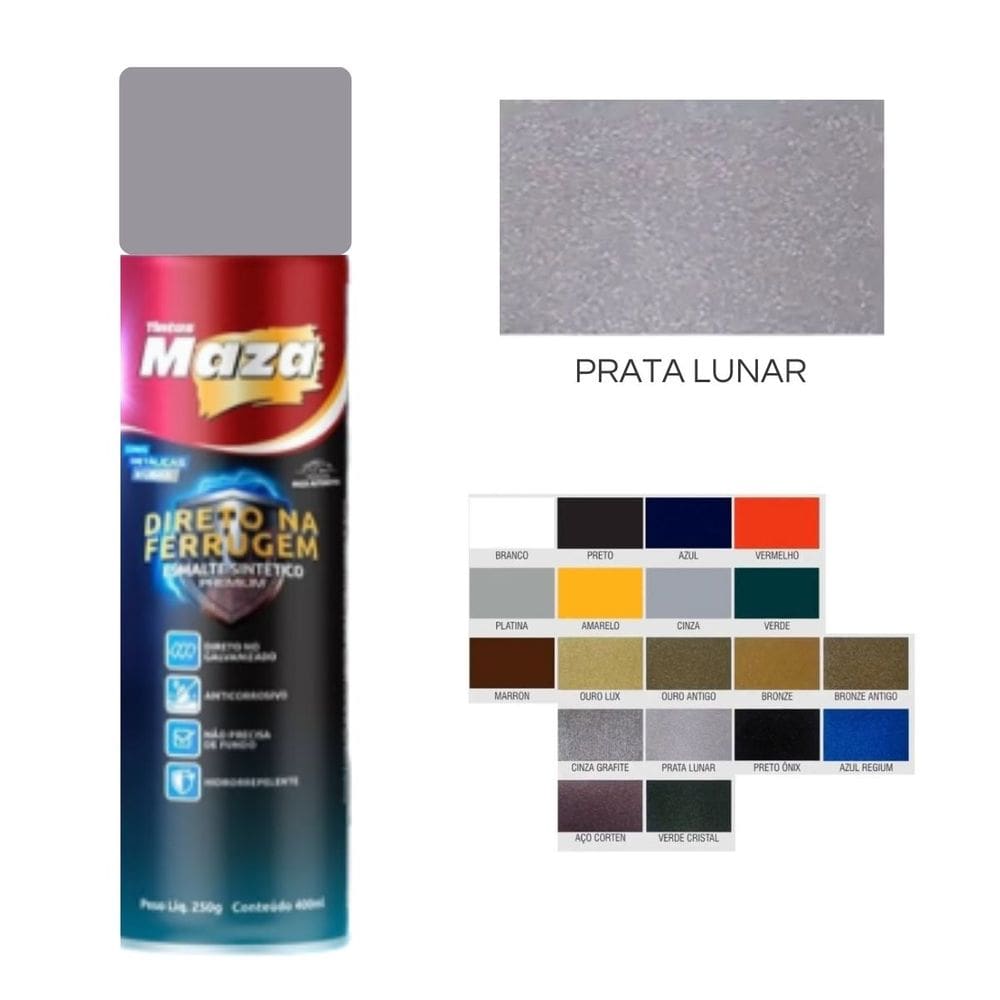 Spray Esmalte Direto Na Ferrugem Prata Lunar 250G 31528