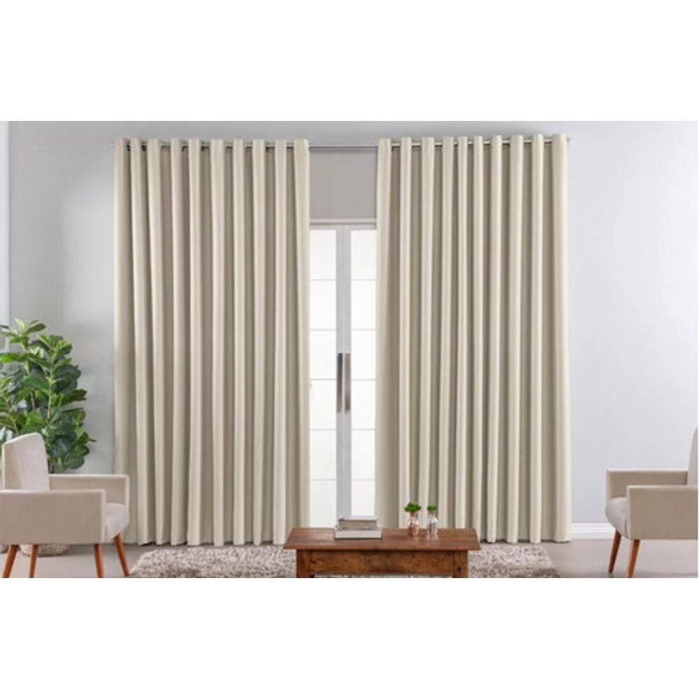 Cortina Blackout Tecido Sob Medida 4,70 X 1,70 Palha Ilhos