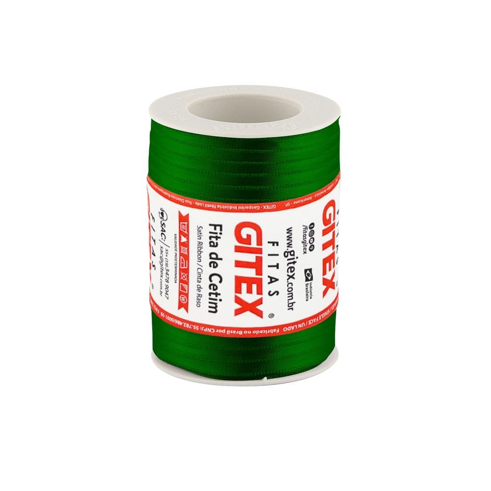 Fita Cetim 100 Metros 7mm 100% Poliéster Verde Bandeira