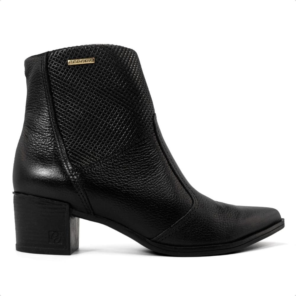 Bota Pegada Feminina Em Couro Salto Bloco 280502