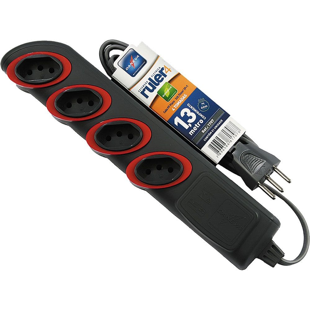 Extensão PP Múltipla 1,3m Ruler 1707 Daneva Grafite