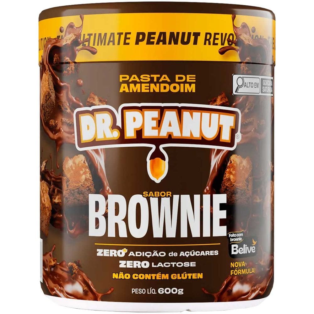 Pasta de Amendoim Brownie Dr Peanut Pote 600g Zero Açúcar