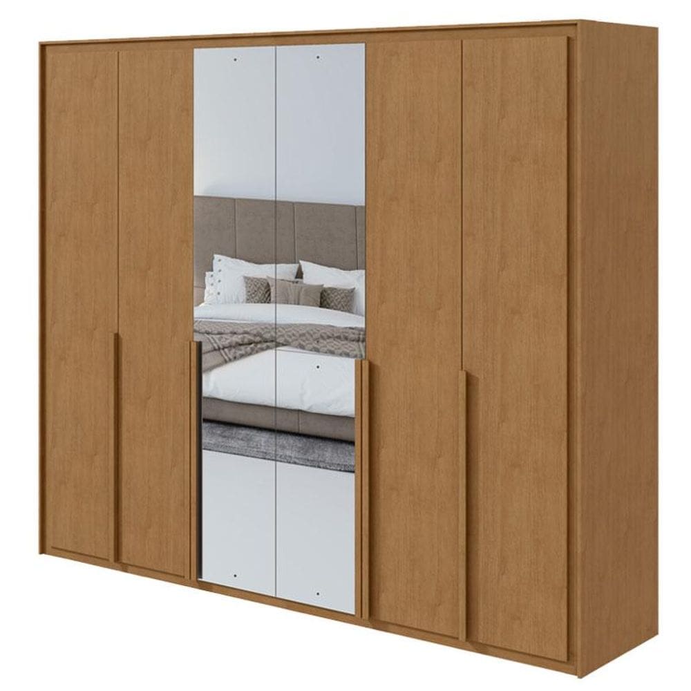 Guarda Roupa Casal Imperatore 3 Portas Amêndoa Clean com Espelho – Lopas