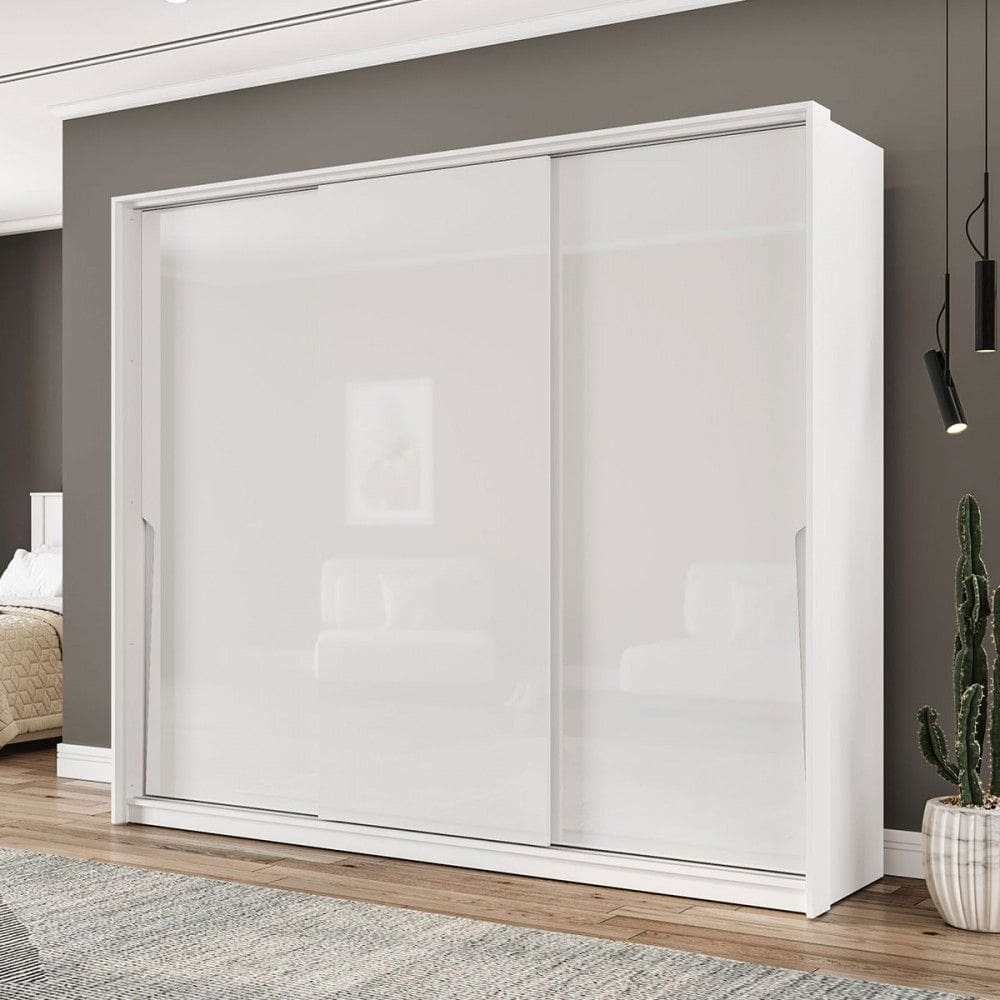 Guarda-Roupa Casal Porto 3 Portas 4 Gavetas Branco - Politorno